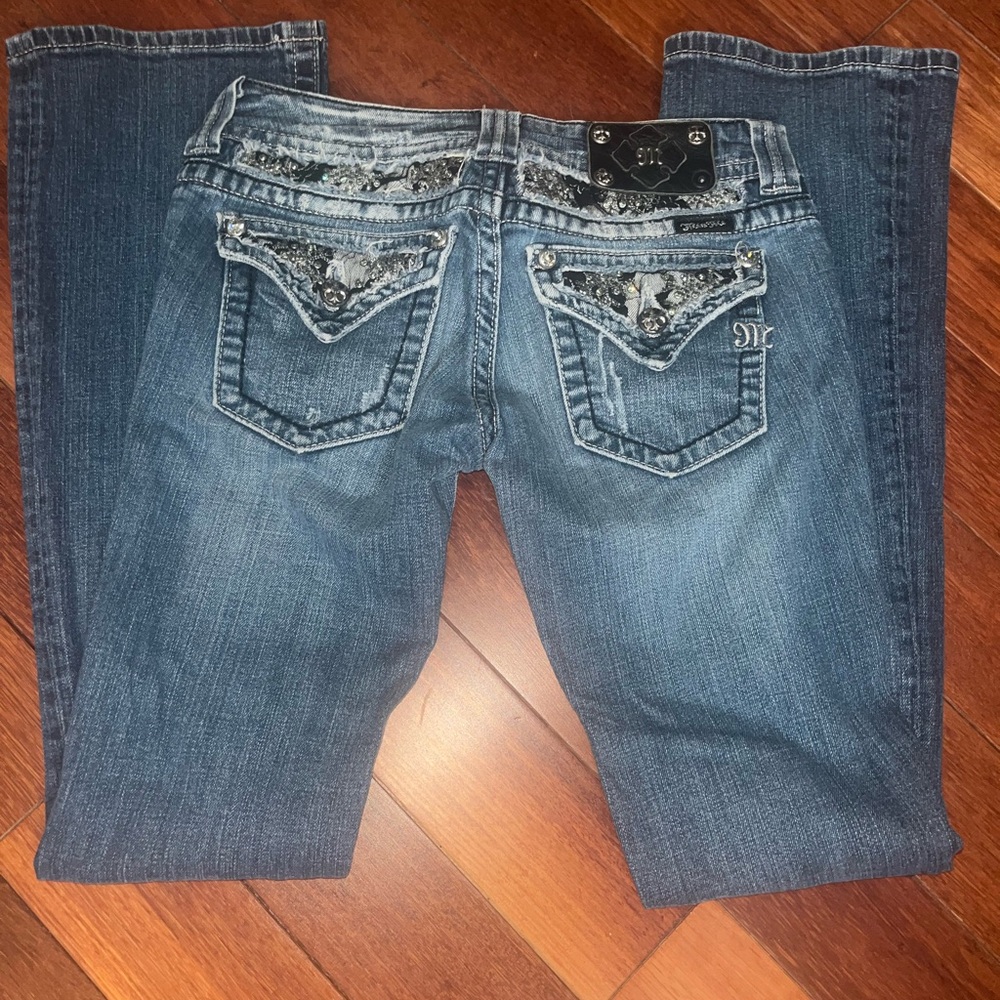 Lace & Rhinestone Miss Me Women's Blue Jeans